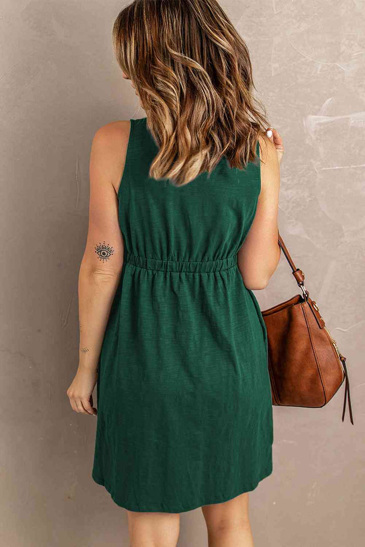 Sleeveless Button Down Mini Magic Dress | 1mrk.com