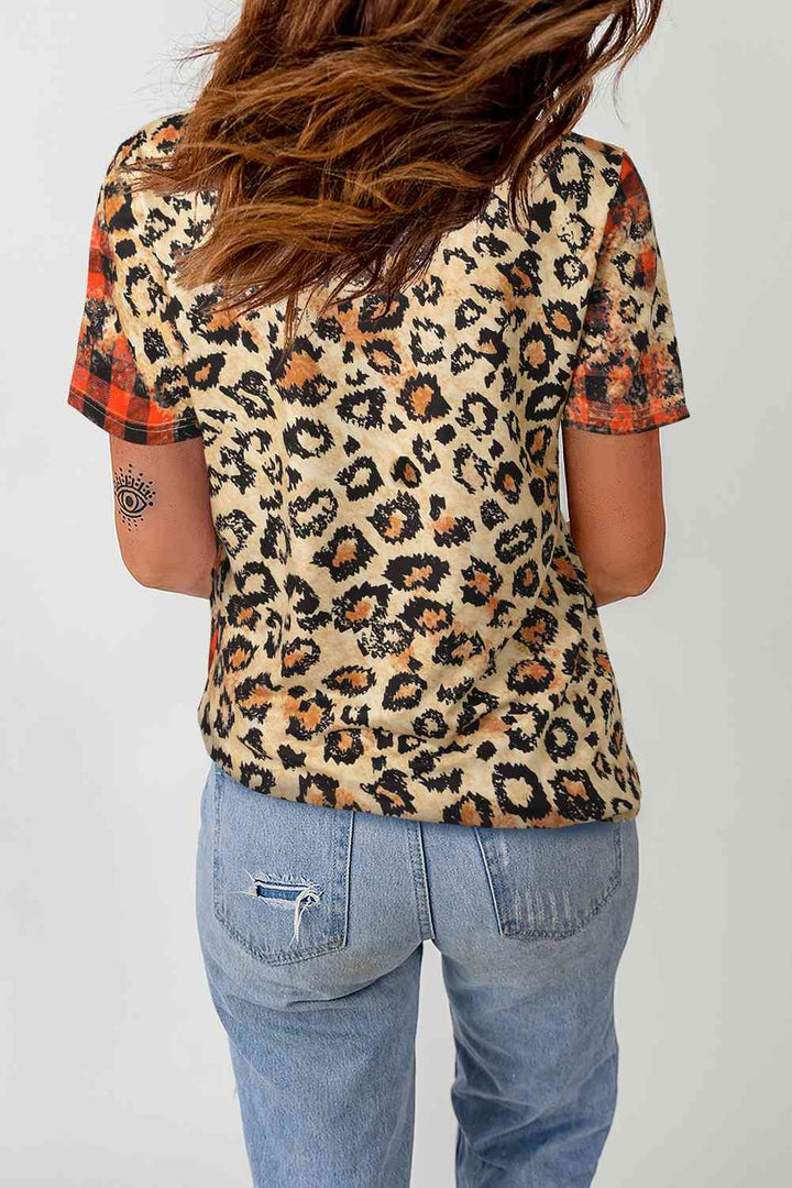 Leopard Plaid Floral Tee Shirt | 1mrk.com