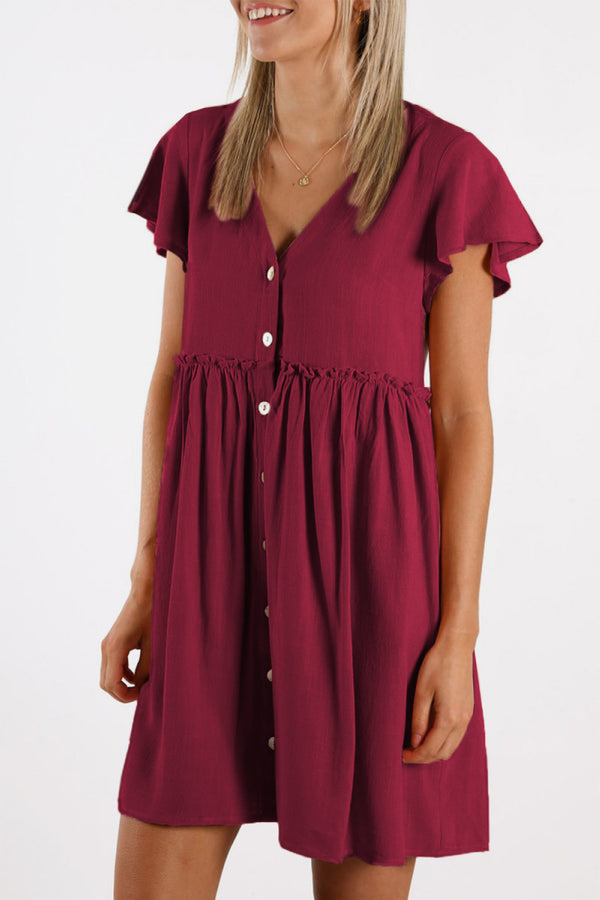 Buttoned Empire Waist Babydoll Dress |1mrk.com