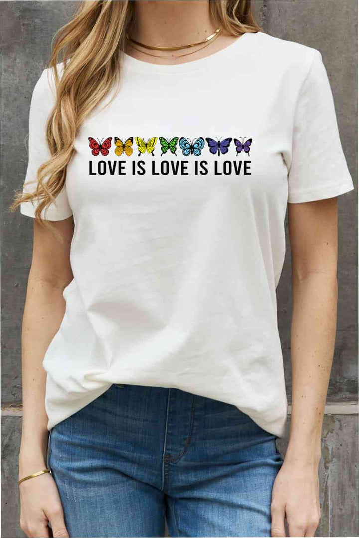 Simply Love Full Size LOVE IS LOVE IS LOVE Graphic Cotton Tee | 1mrk.com