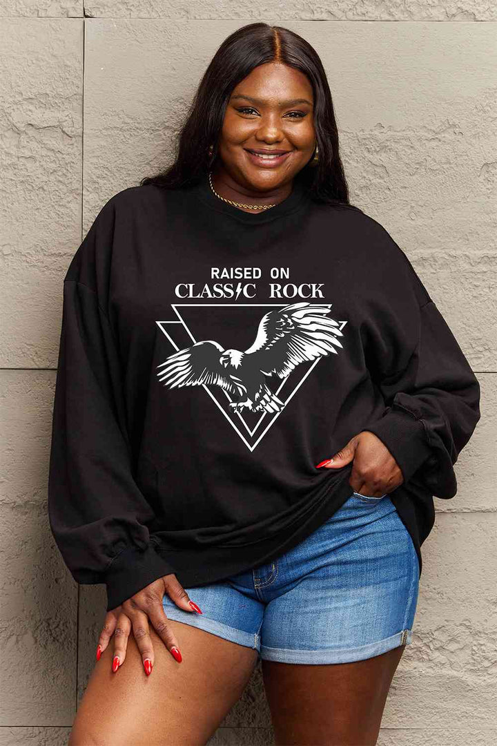 Simply Love Full Size Eagle Graphic Drop Shoulder Sweatshirt |1mrk.com