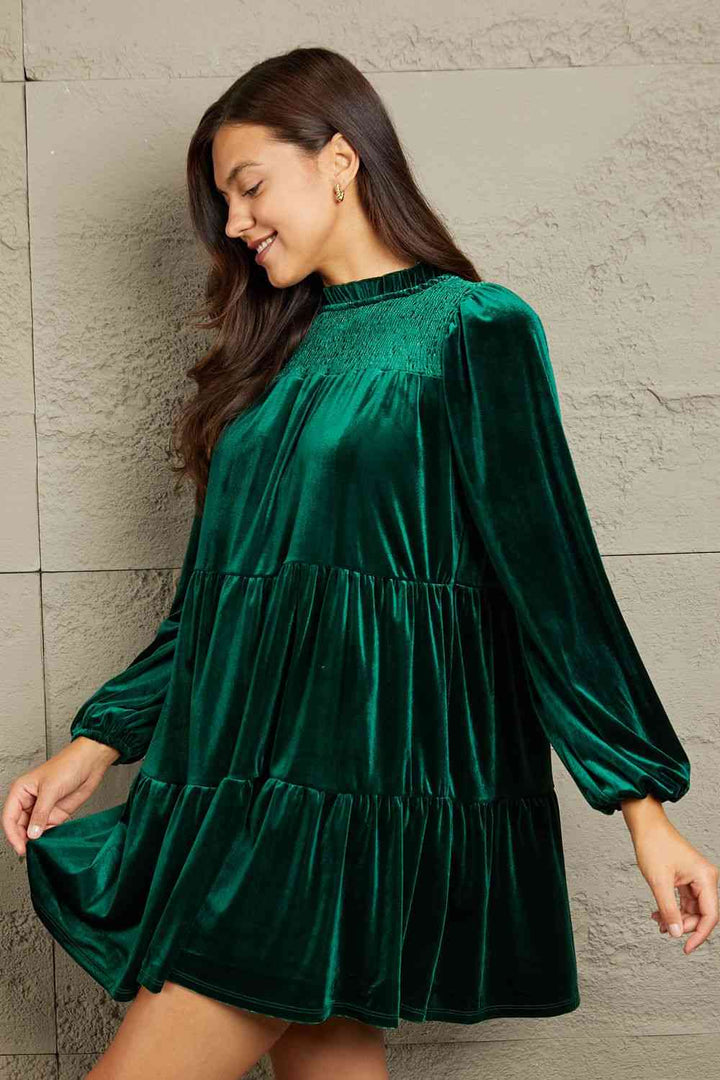 GeeGee Full Size Velvet Tiered Dress | 1mrk.com