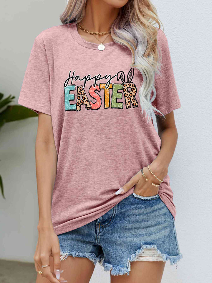 HAPPY EASTER Graphic Round Neck Tee Shirt | 1mrk.com