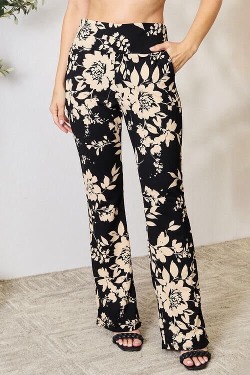 Heimish Full Size High Waist Floral Flare Pants | 1mrk.com