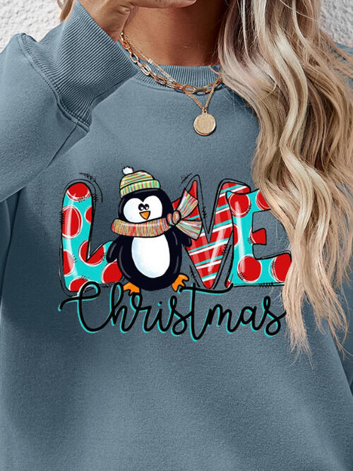 LIVE CHRISTMAS Drop Shoulder Round Neck Sweatshirt |1mrk.com