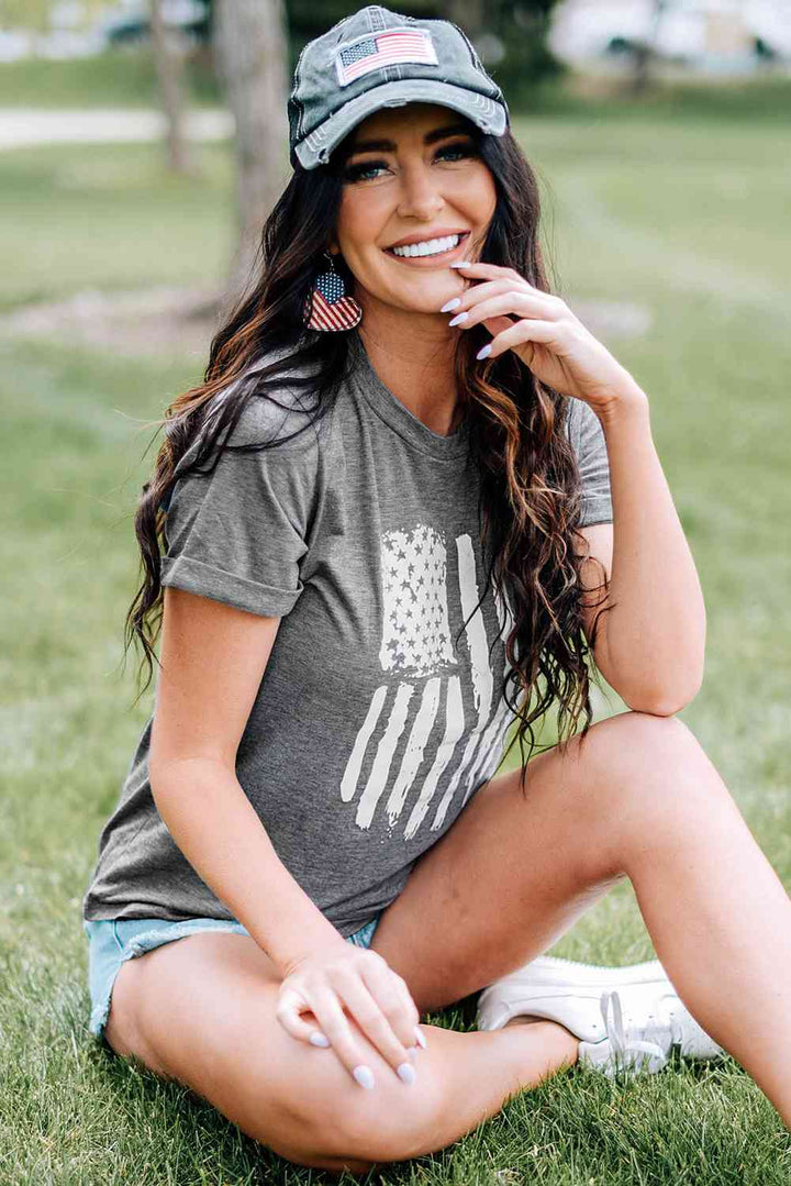 US Flag Graphic Cuffed Sleeve Tee | 1mrk.com