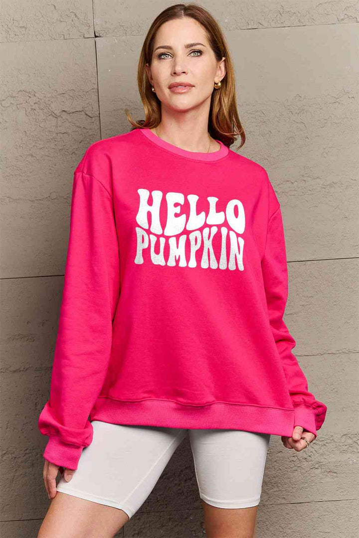 Simply Love Full Size HELLO PUMPKIN Graphic Sweatshirt |1mrk.com