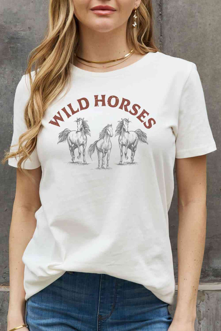 Simply Love WILD HORSES Graphic Cotton T-Shirt | 1mrk.com