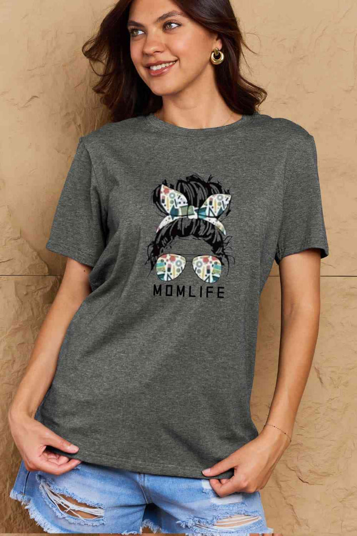 Simply Love Full Size MOM LIFE Graphic Cotton T-Shirt | 1mrk.com