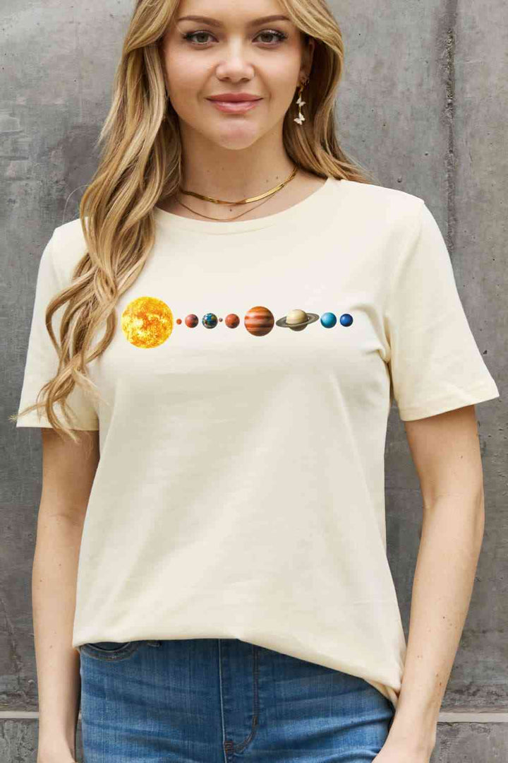 Simply Love Full Size Solar System Graphic Cotton Tee | 1mrk.com