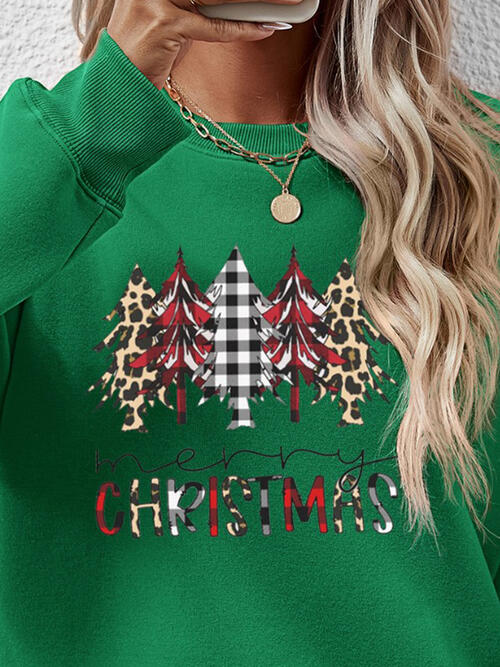 MERRY CHRISTMAS Round Neck Long Sleeve Sweatshirt |1mrk.com