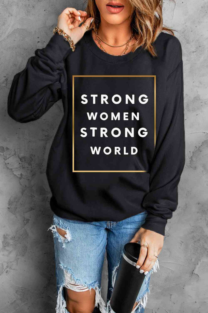 STRONG WOMEN STRONG WORLD Graphic Drop Shoulder Sweatshirt |1mrk.com