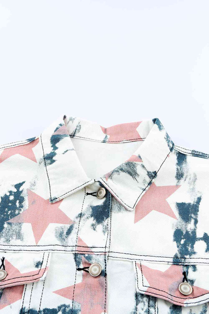 Star Tie-Dye Button Down Denim Jacket | 1mrk.com