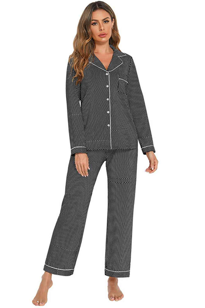 Collared Neck Loungewear Set with Pocket | 1mrk.com