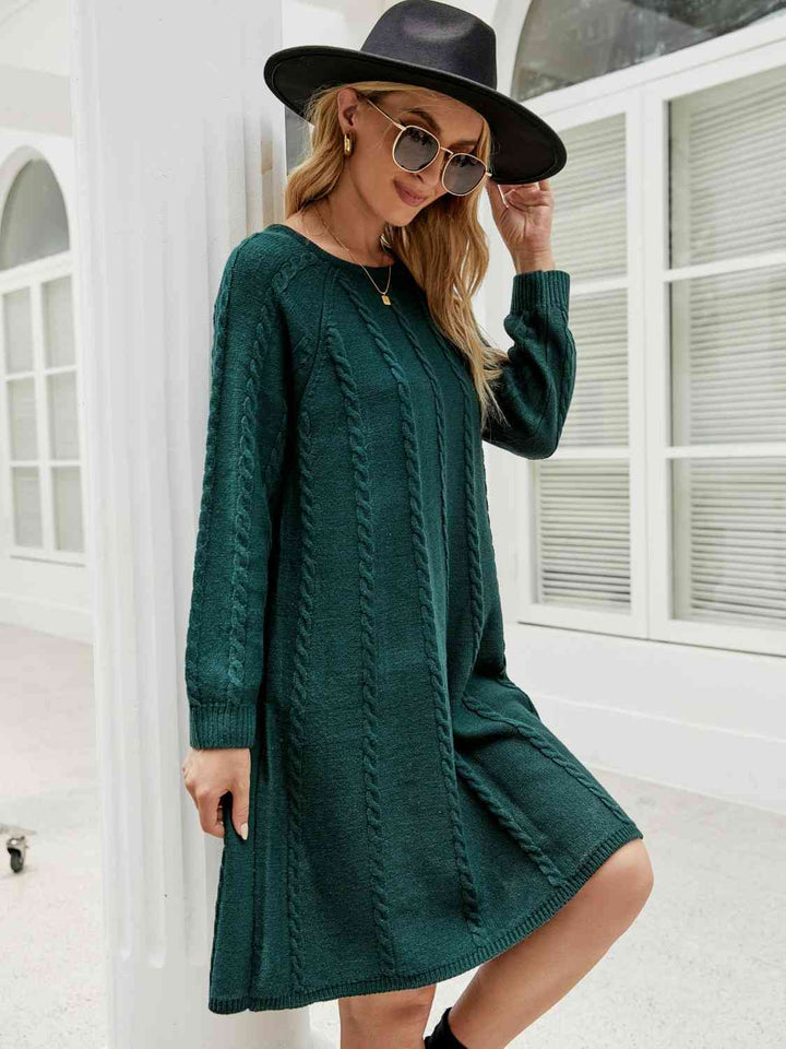 Cable-Knit Long Sleeve Sweater Dress | 1mrk.com