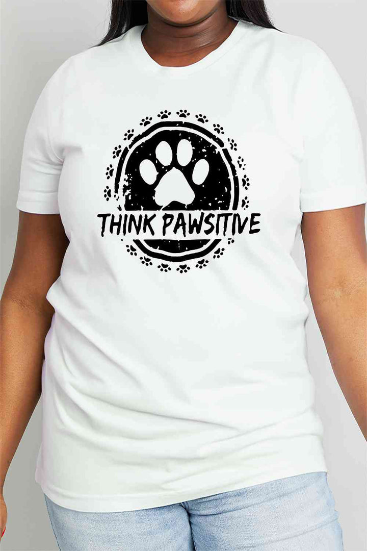 Simply Love Simply Love Full Size THINK PAWSITIVE Graphic Cotton Tee | 1mrk.com