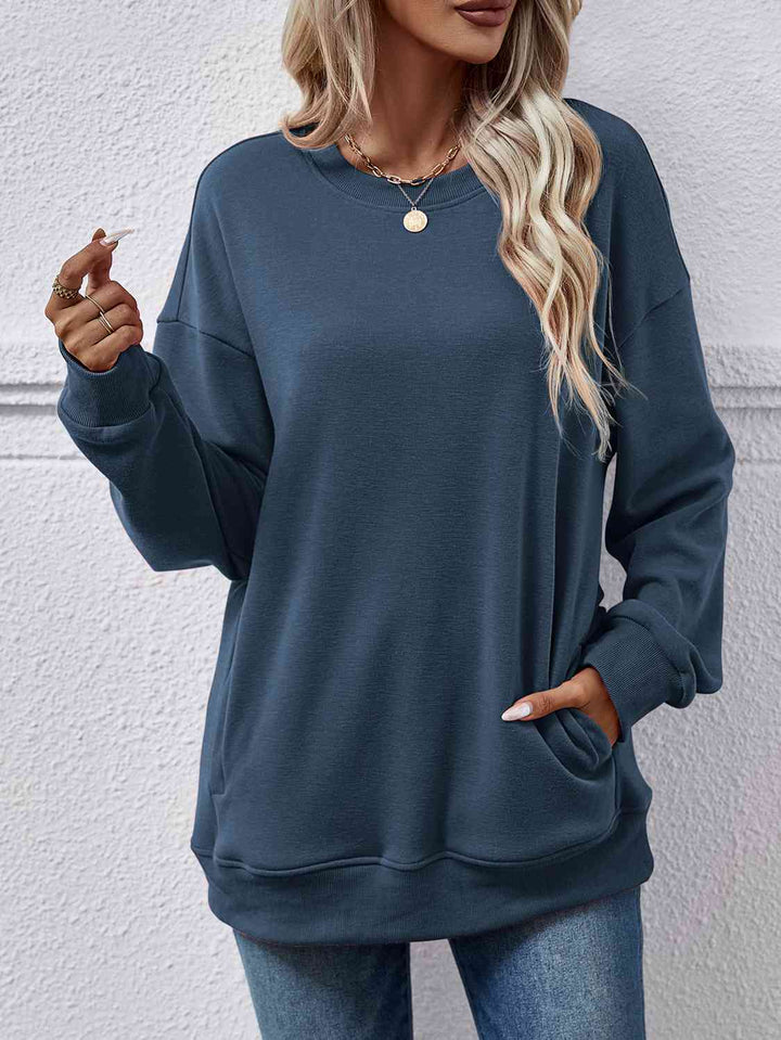 Dropped Shoulder Sweatshirt with Pockets |1mrk.com