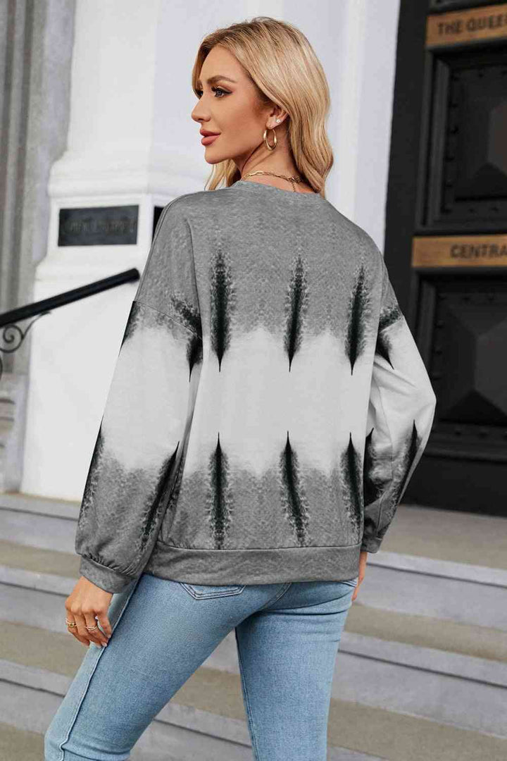 Gradient Round Neck Long Sleeve Sweatshirt |1mrk.com