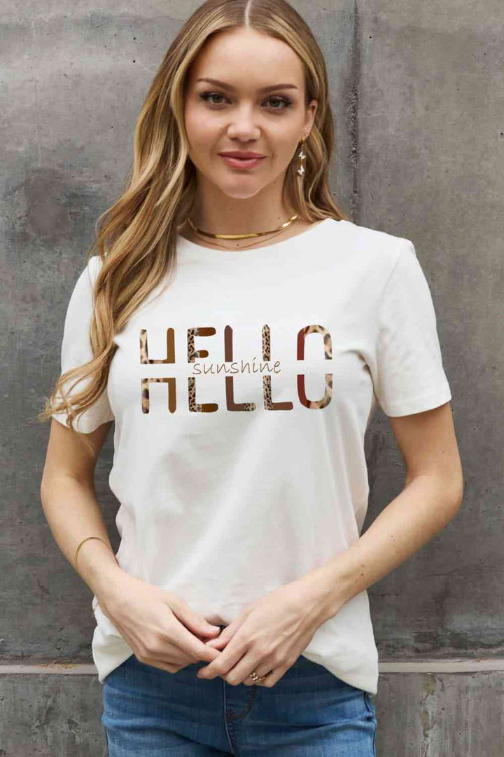 Simply Love Full Size HELLO SUNSHINE Graphic Cotton Tee | 1mrk.com