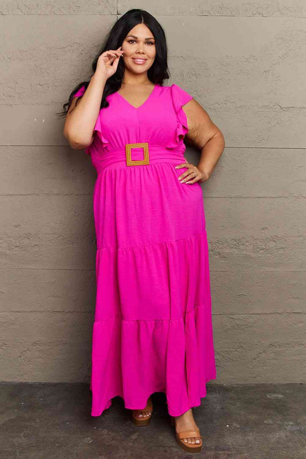 GeeGee Fancy Fizz Plus Size Tiered Side Slit Maxi Dress | 1mrk.com