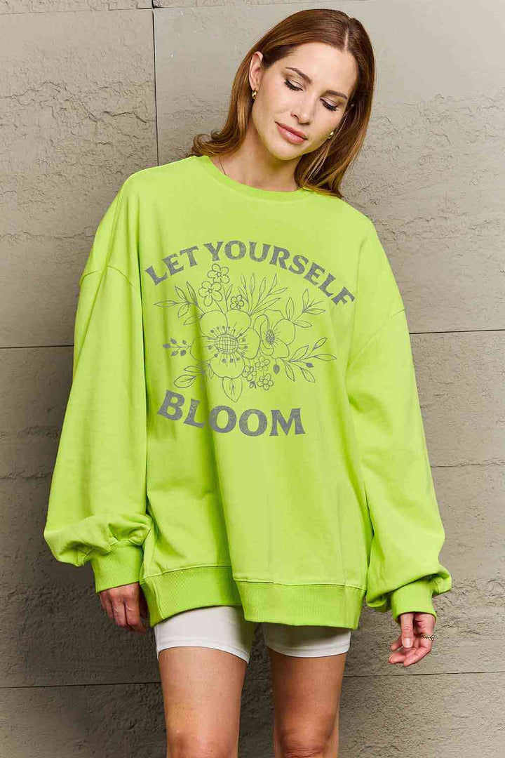 Simply Love Simply Love Full Size LET YOURSELF BLOOM Graphic Sweatshirt |1mrk.com