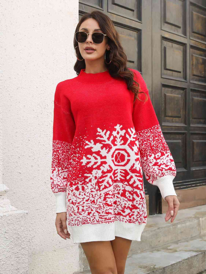 Snowflake Pattern Sweater Dress | 1mrk.com