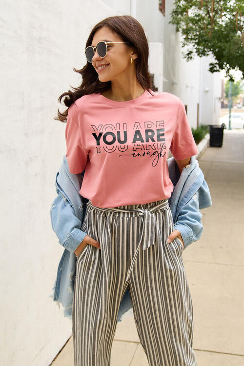 Simply Love Full Size YOU ARE ENOUGH Short Sleeve T-Shirt | 1mrk.com