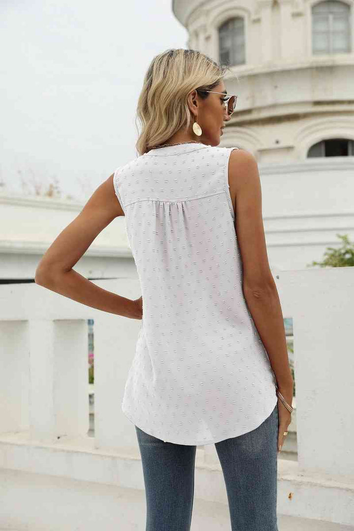 Swiss Dot Notched Neck Tank | 1mrk.com