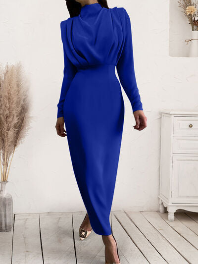 Ruched Turtleneck Long Sleeve Dress | Trendsi