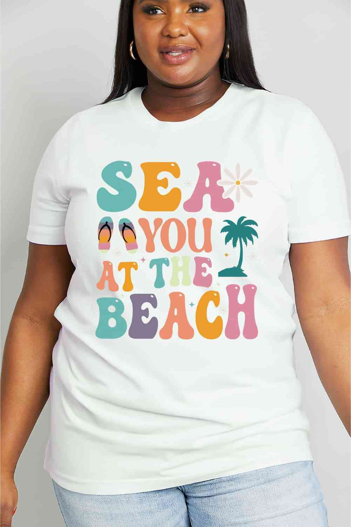 Simply Love Full Size SEA YOU  AT THE  BEACH Graphic Cotton Tee | 1mrk.com