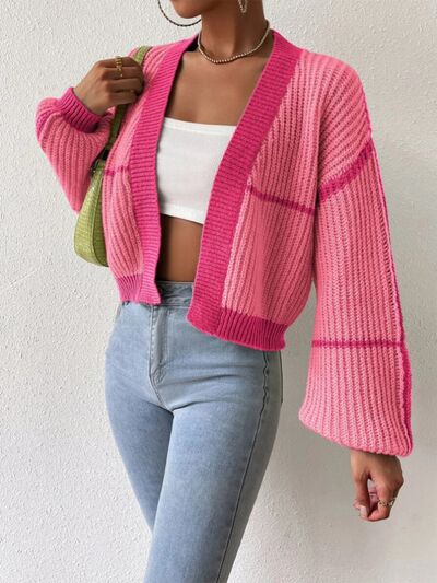 Open Front Dropped Shoulder Cardigan | Trendsi