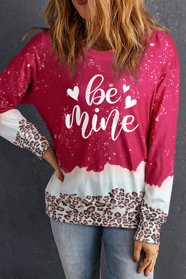 BE MINE Leopard Round Neck Sweatshirt | Trendsi