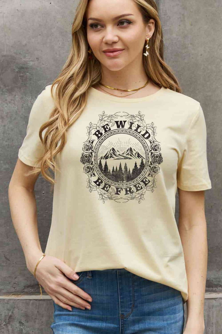 Simply Love Full Size BE WILD BE FREE Graphic Cotton T-Shirt | 1mrk.com