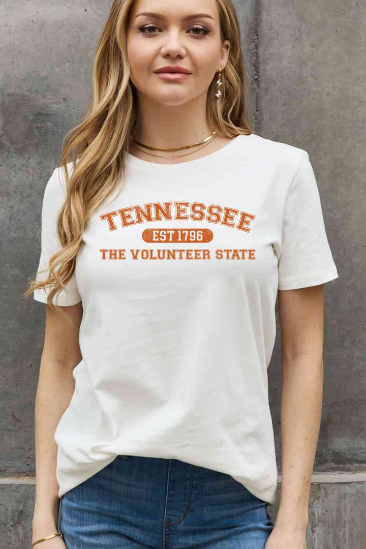 Simply Love Full Size TENNESSEE EST 1796 THE VOLUNTEER STATE Graphic Cotton Tee | 1mrk.com