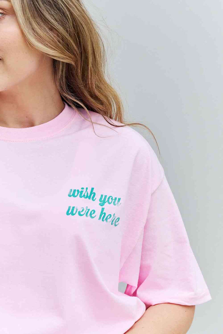 Sweet Claire "Wish You Were Here" Oversized Graphic T-Shirt | 1mrk.com