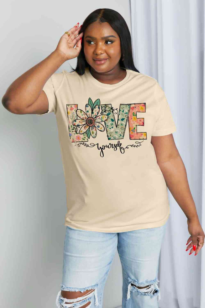 Simply Love Full Size LOVE YOURSELF Graphic Cotton Tee | 1mrk.com