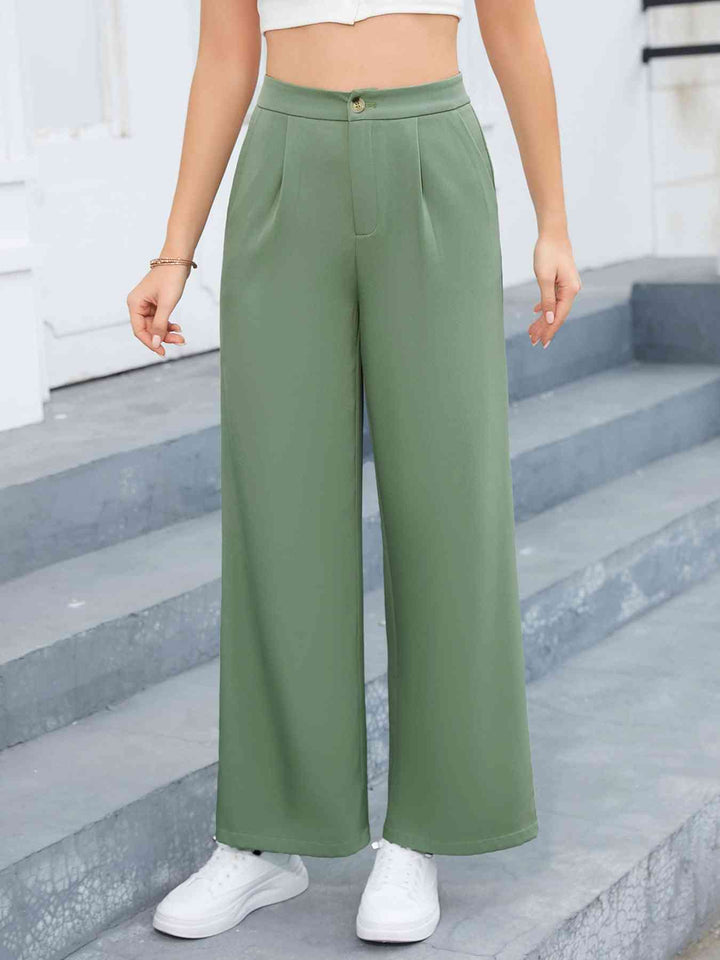 Buttoned Relax Fit Long Pants with Pockets | 1mrk.com