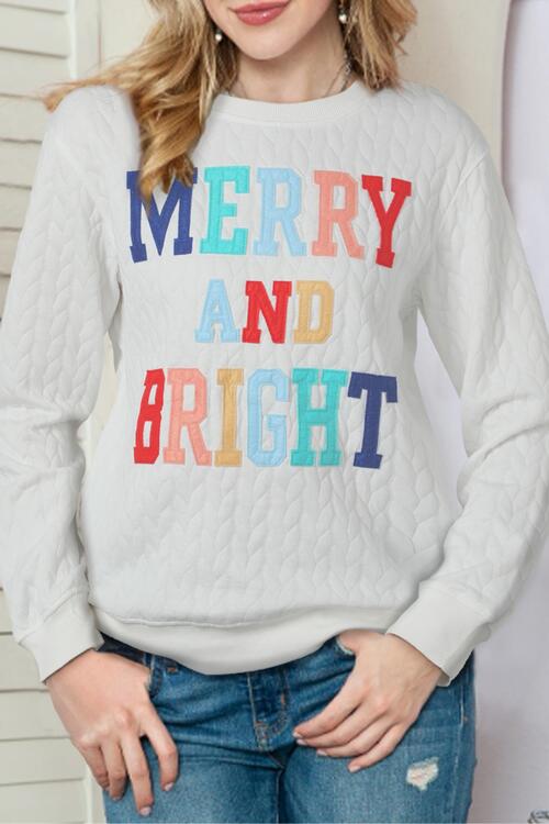 MERRY AND BRIGHT Cable Knit Pullover Sweatshirt |1mrk.com