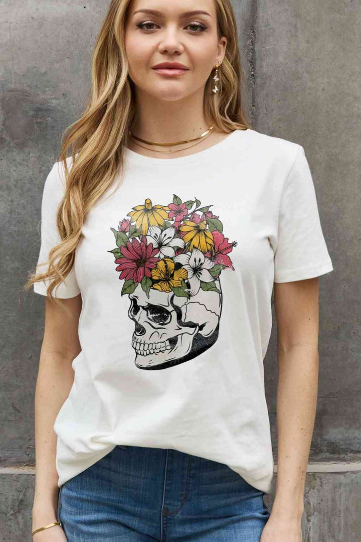 Simply Love Full Size Skull Graphic Cotton Tee | 1mrk.com