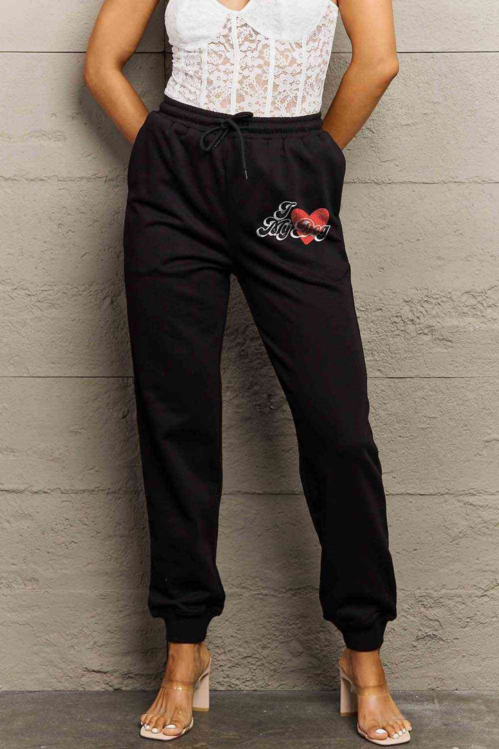 Simply Love Simply Love Full Size I LOVE MY DOG Graphic Joggers | 1mrk.com