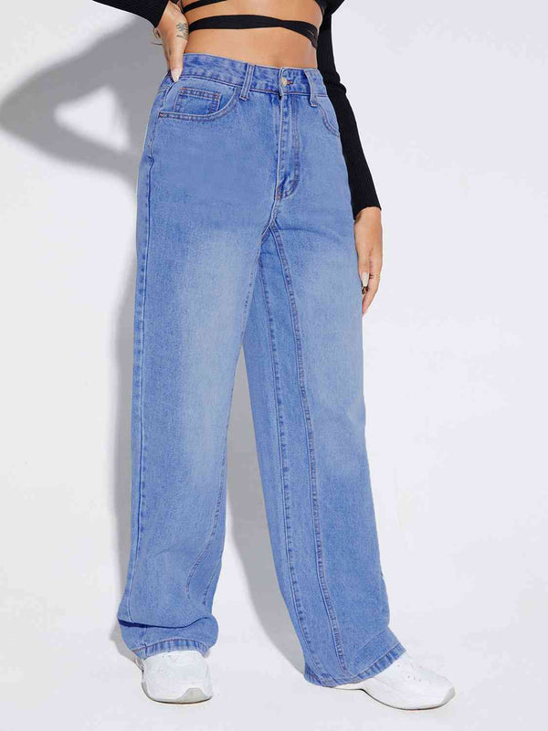 Buttoned Fly Long Jeans | 1mrk.com