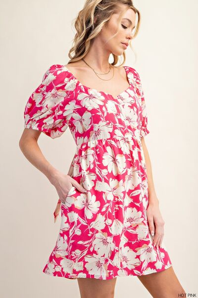 Kori America Floral Short Sleeve Mini Dress |1mrk.com