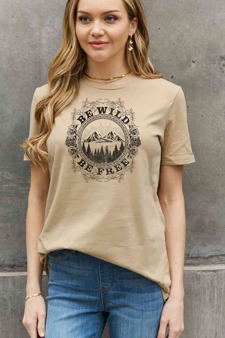 Simply Love Full Size BE WILD BE FREE Graphic Cotton T-Shirt | 1mrk.com