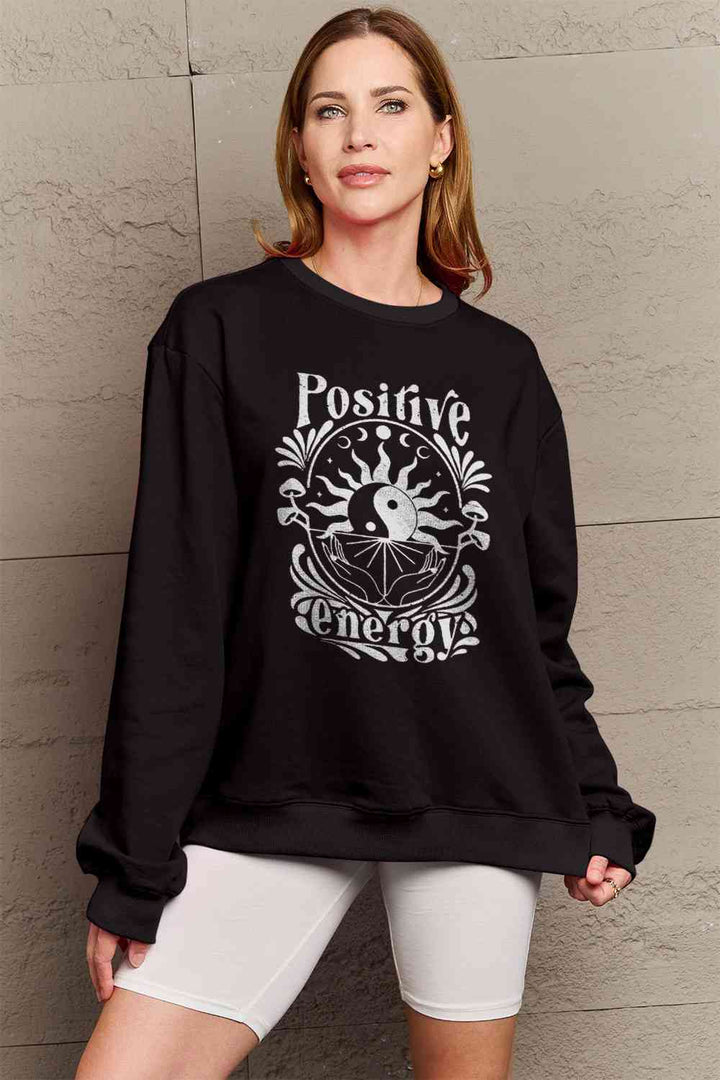 Simply Love Full Size POSITIVE ENERGY Graphic Sweatshirt |1mrk.com