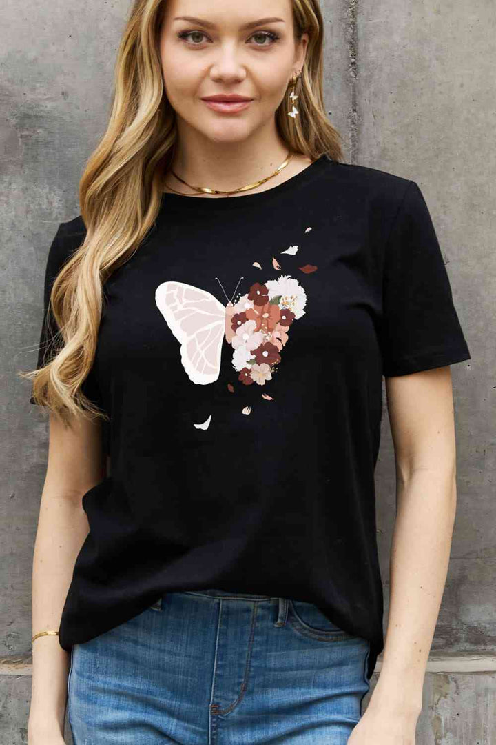 Simply Love Full Size Butterfly Graphic Cotton Tee | 1mrk.com