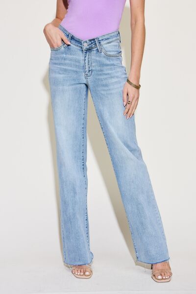 Judy Blue Full Size V Front Waistband Straight Jeans |1mrk.com