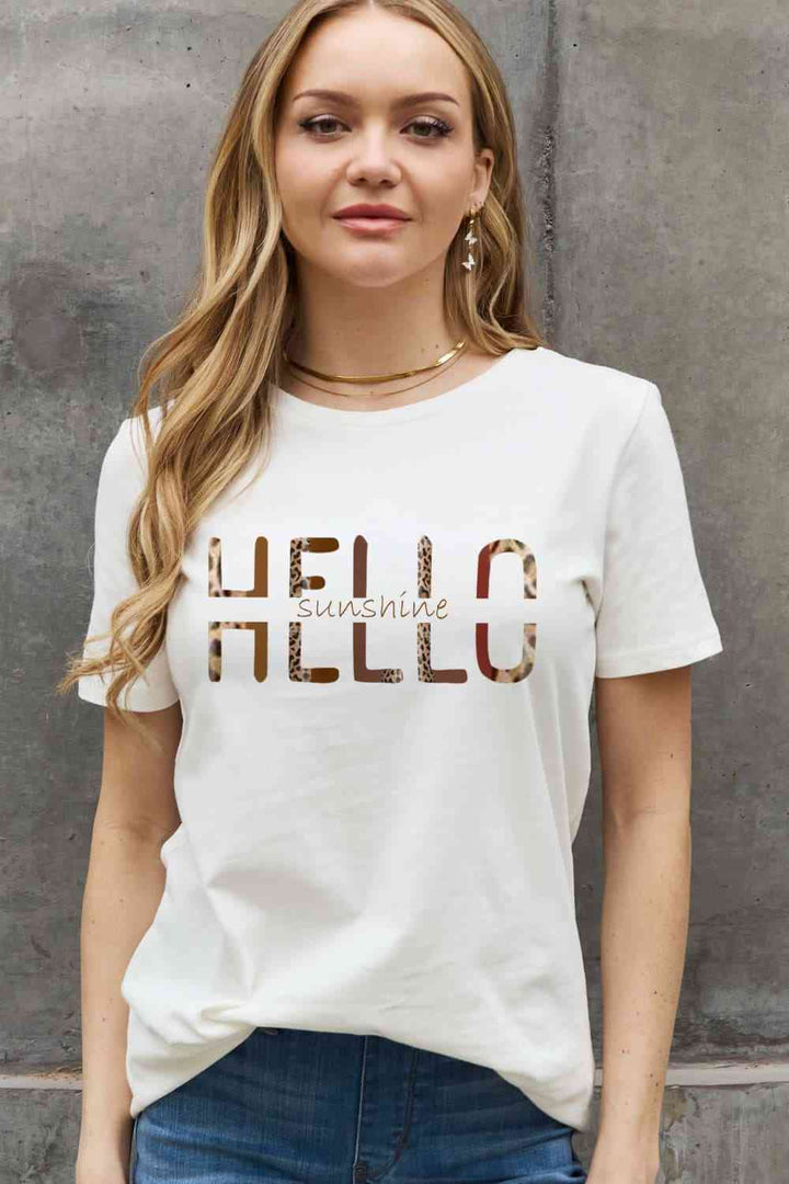 Simply Love Full Size HELLO SUNSHINE Graphic Cotton Tee | 1mrk.com