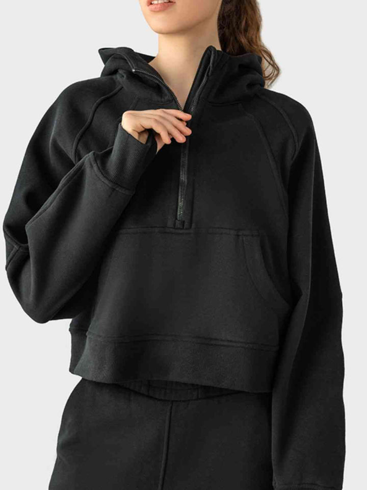 Half-Zip Long Sleeve Sports Hoodie |1mrk.com