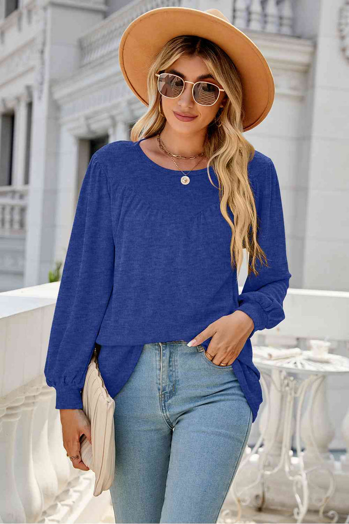 Round Neck Long Sleeve Top | 1mrk.com