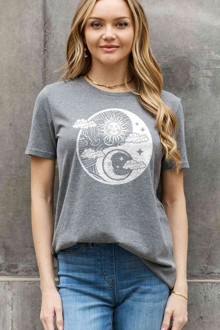 Simply Love Simply Love Full Size Sun and Moon Graphic Cotton Tee | 1mrk.com